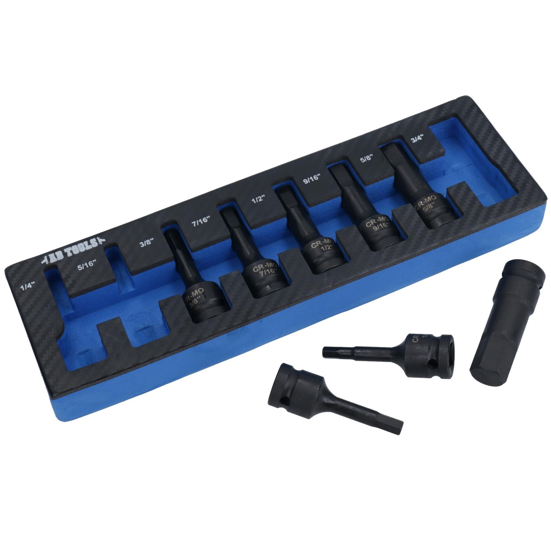 Ab Tools Imperial Deep Impact Allen Hex Key Sockets 1/2In Drive 1/4In – 3/4In 8Pc Set