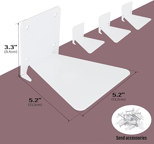 Miniatura 3 de Estantería flotante de hierro invisible flotante para libros, organizador de libros resistente montado en la pared, color blanco (paquete de 6)