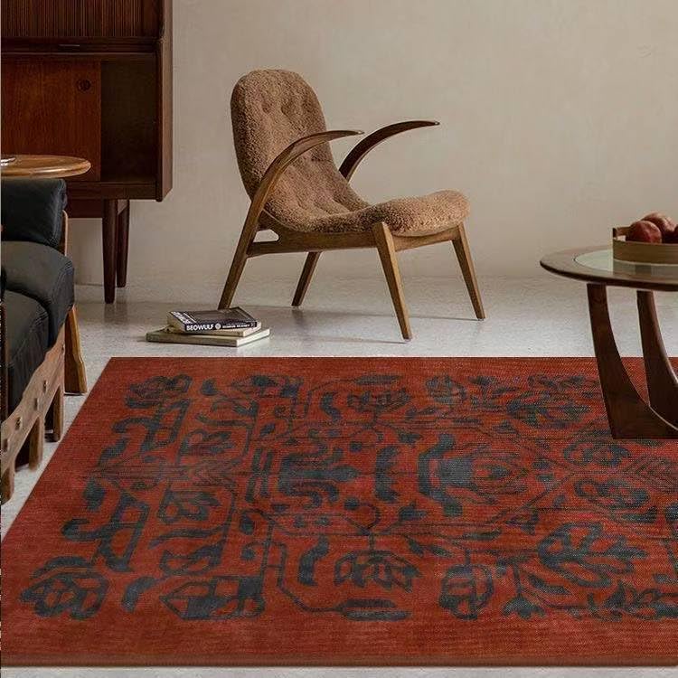 Tapis doux antiderapant et lavable, grand format oriental a poils courts