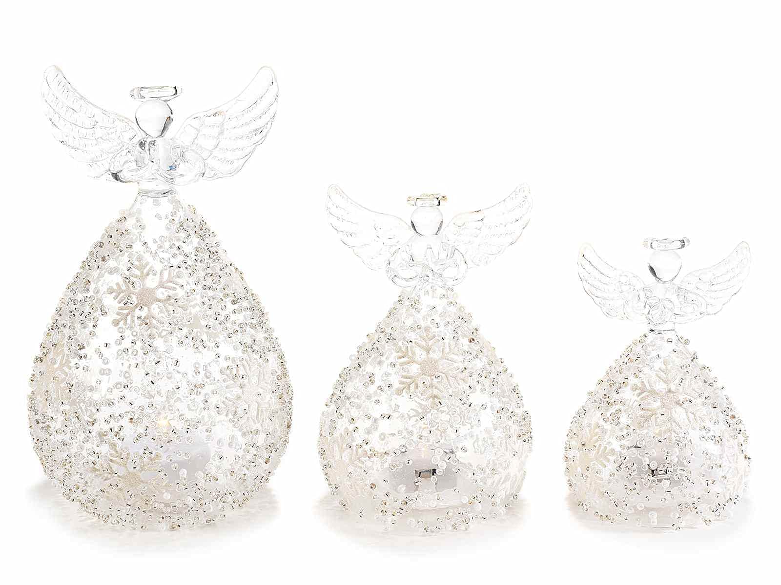 Gruppo Maruccia Angeli Natalizi Luminosi in Vetro Set da 3 Angeli Decorazioni Natalizie da Tavolo Idea Regalo