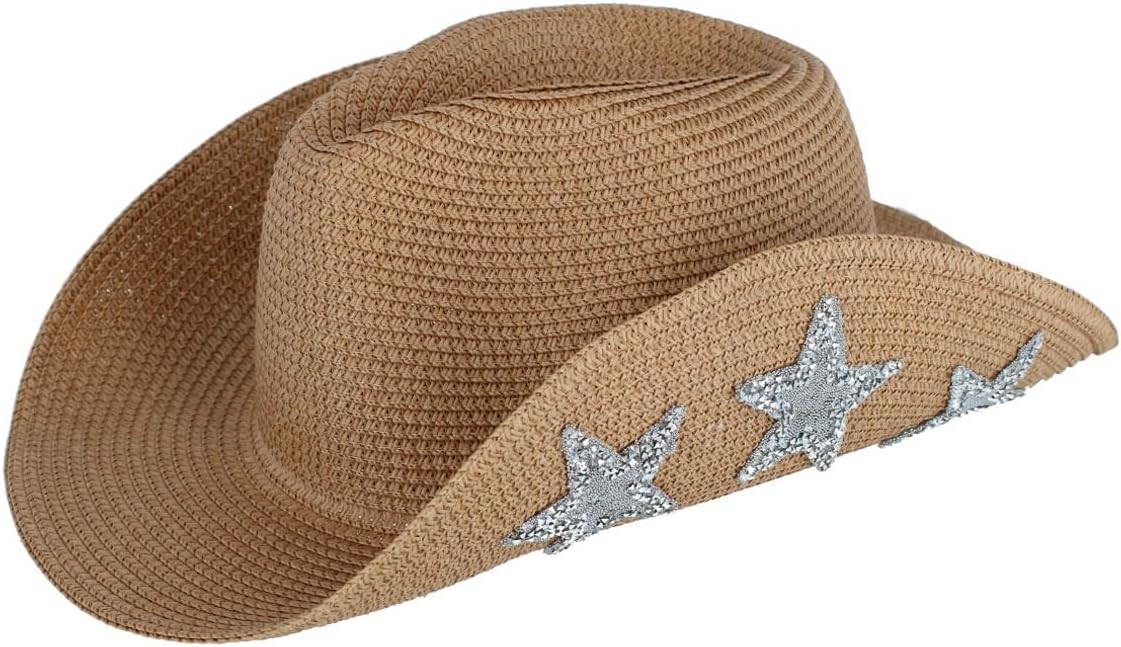 David & Young Women's Straw Cowboy Hat with Silver Star Underbrim