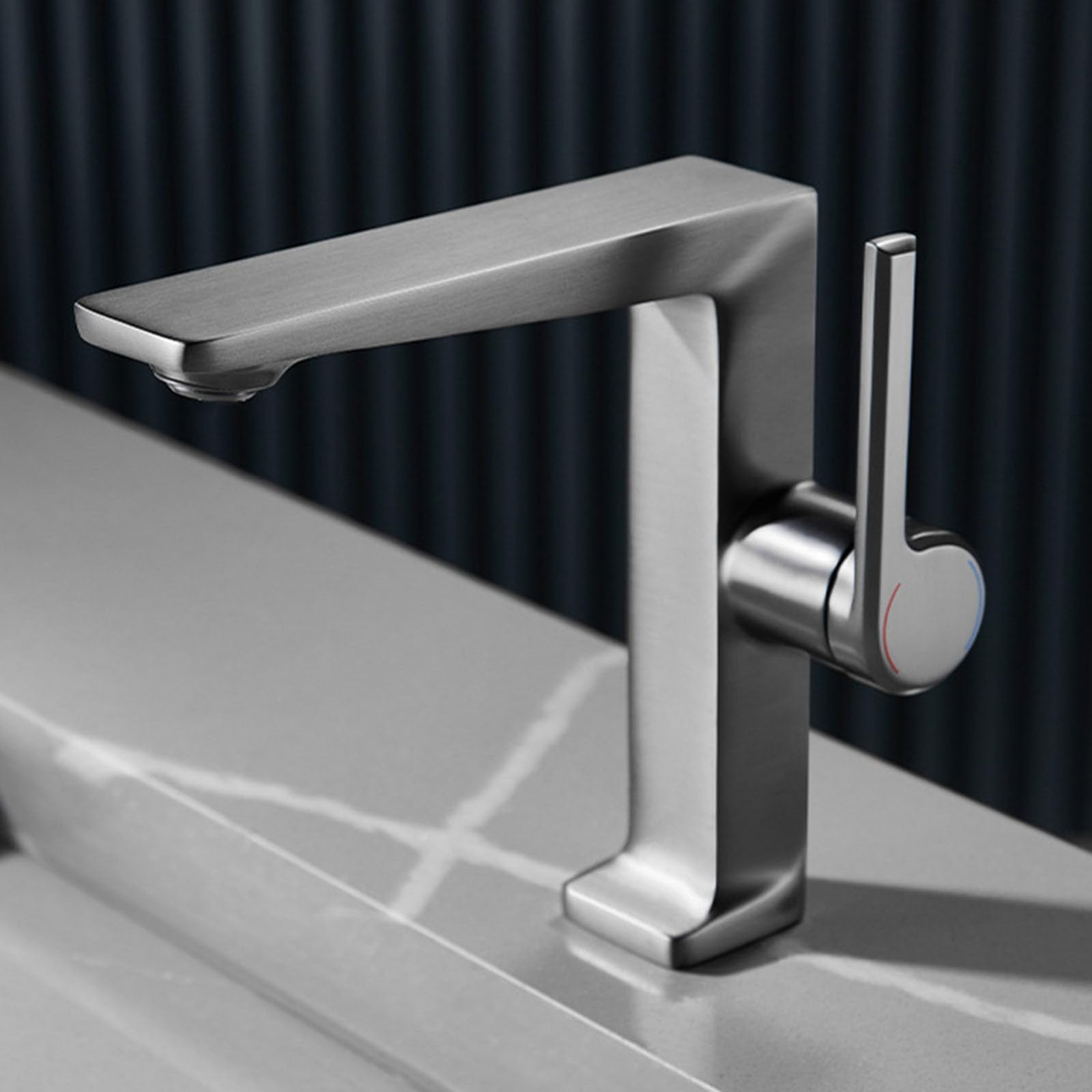 Grifo Lavabo Moderno de Laton Grifo de Baño Monomando agua Caliente y agua Fria Gris Pistola