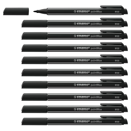 STABILO Rotulador punta media 0,8 pointMax - Caja con 10 unidades - Color negro