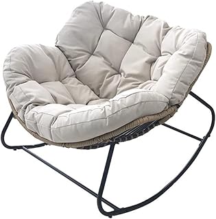 Modern Comfort Mecedora de gran tamaño para adultos para interiores y exteriores Asiento acolchado y marco de acero, ideal para terraza, jardín, salón y oficina, color blanco