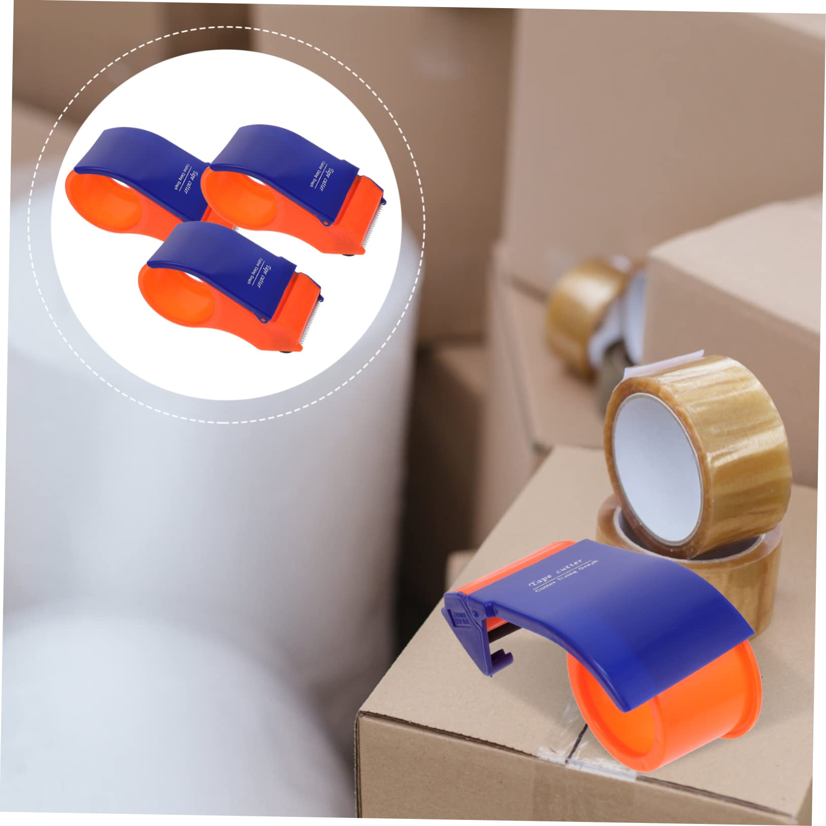 jojofuny 2 Set Dispenser Nastro Adesivo Manuale Con Taglierina Antiscivolo Per Imballaggi Ufficio E Casa E Riutilizzabile 3 Pezzi * 2