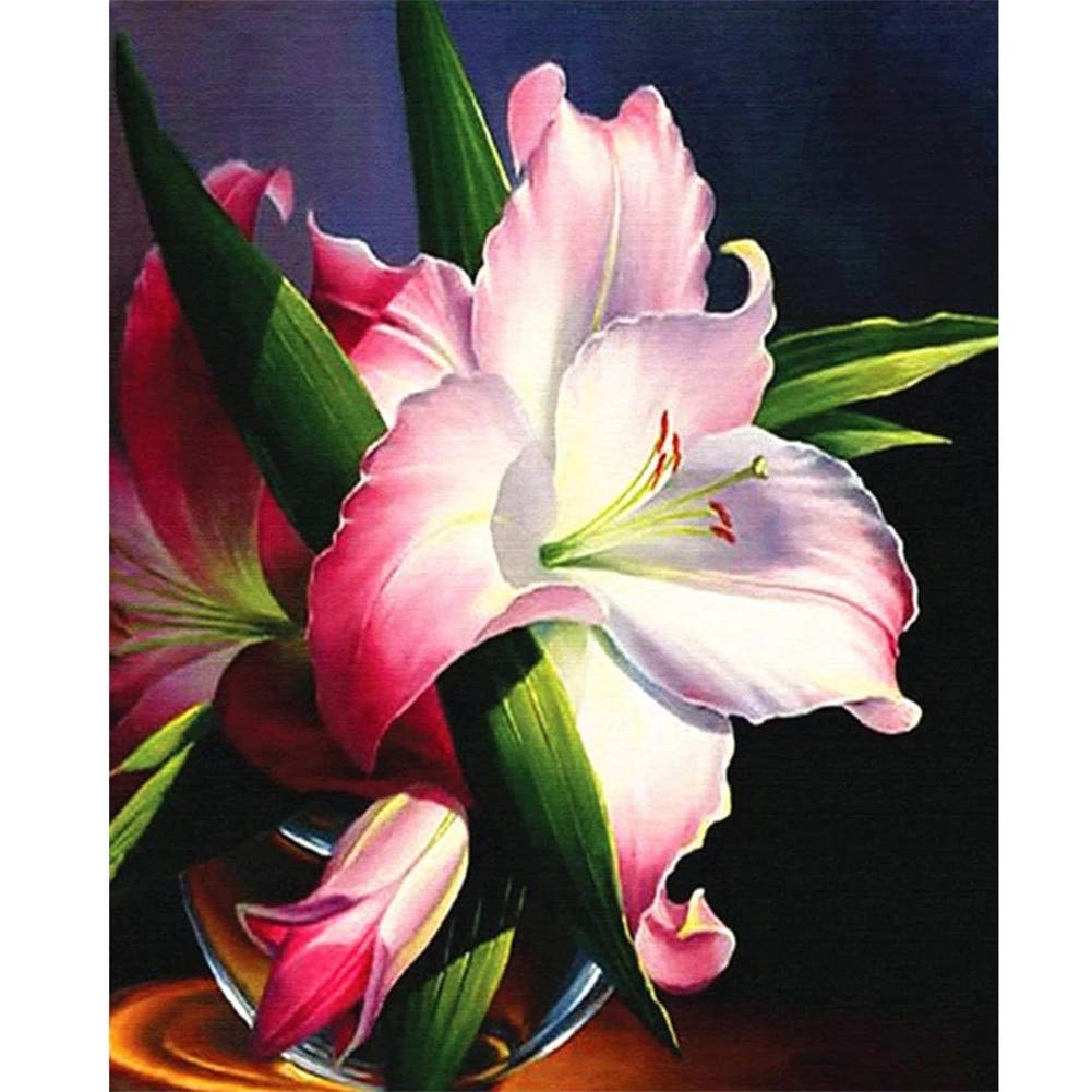 DIY 5D Diamante Pintura Bordado Kits Completo Orquídea rosa Diamond Painting Adultos/Niños Rhinestone Punto de Cruz Diamante Arte Artesanía Casa Decoración de La Pared Round Drill,70x90cm/28x36inch