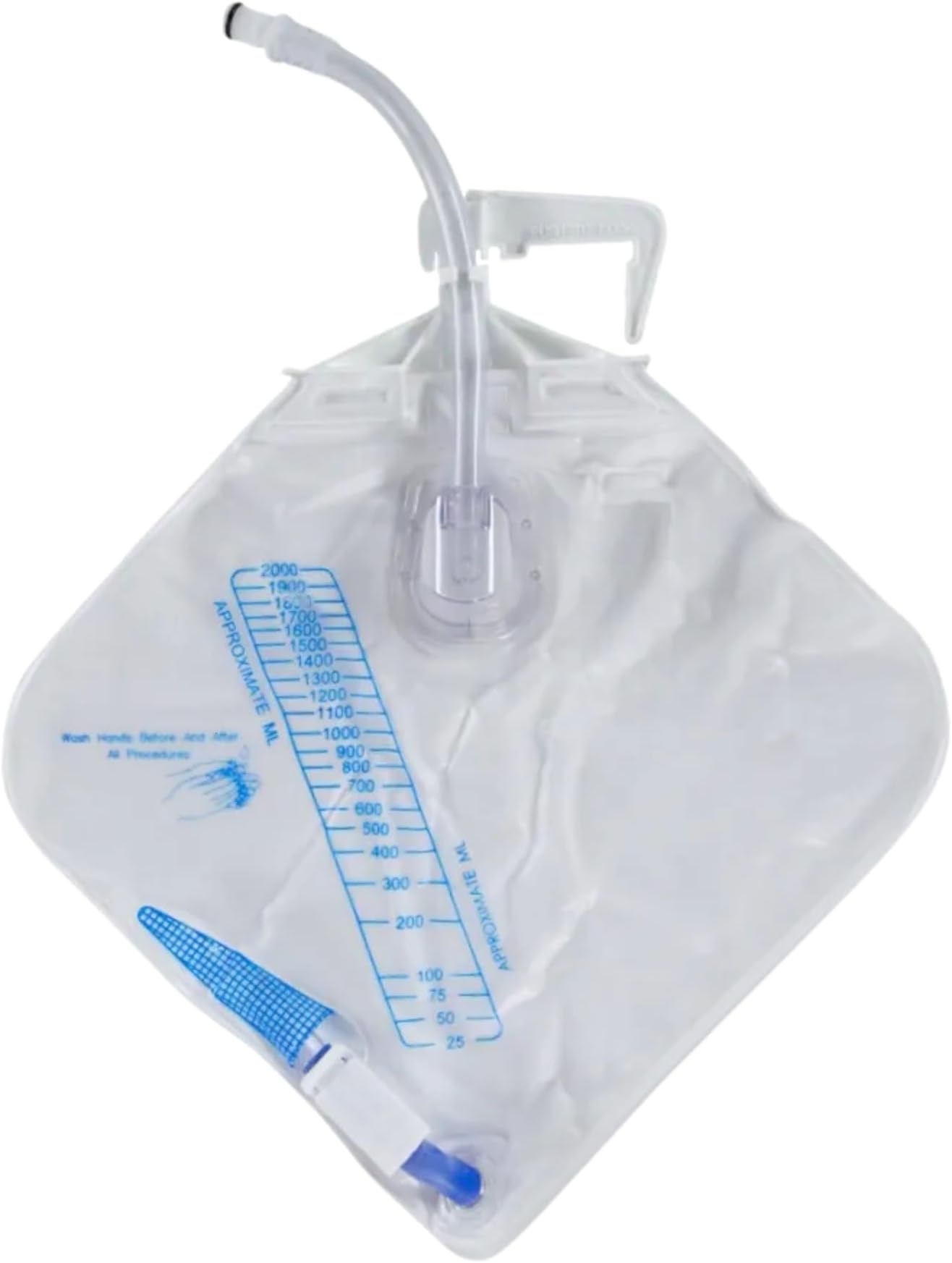 Afex Bedside Urinary Collection Bag - Urine Bag with 68 oz/2000 mL Large Capacity - Double-Sealed, Soft 16 mil Vinyl, Backflow Valve - Urine Collection Bag for Night & Limited Mobility Use - USA Made