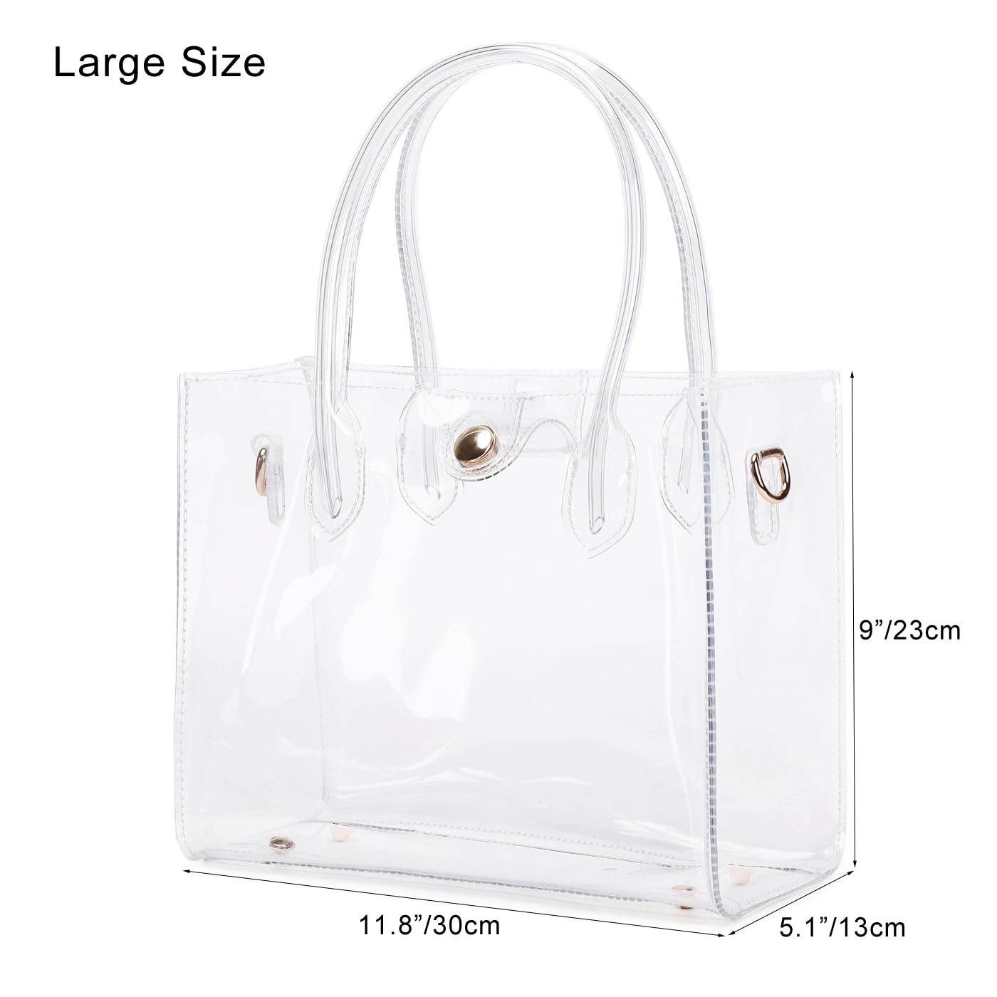 Womens Clear Purse Clear Tote Bag Stadium Approved Clear Bag PVC Plastic See Through Working Bag