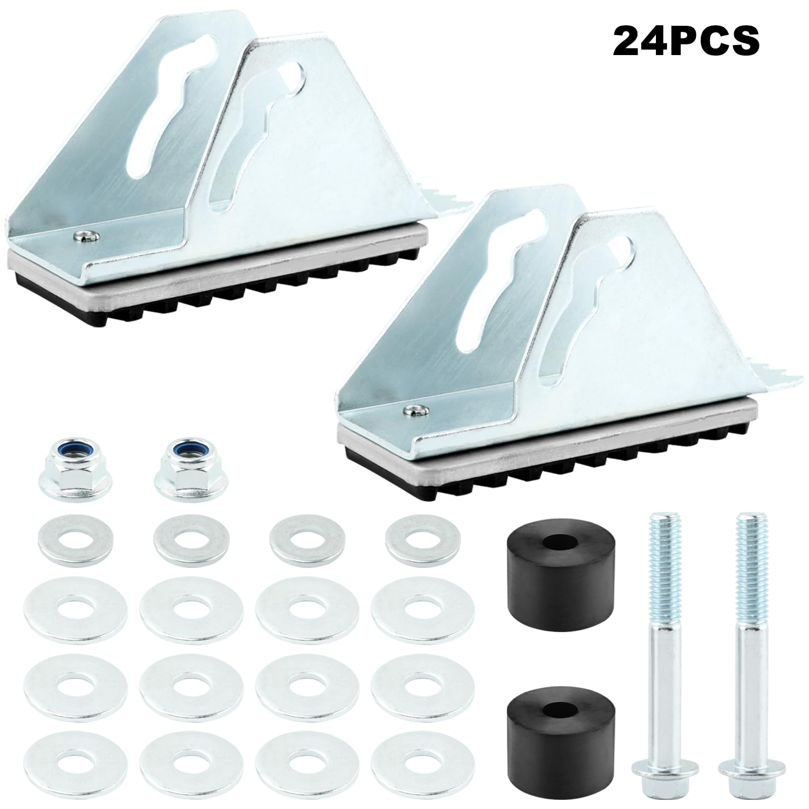 Anti-Skid Shoe Kit for Extension Ladders 2 Pack Ladders Feet Replacement Parts Ladder Stabiliser Rubber Padded Feet Accessories Parts(Silver+Black) - Image 2