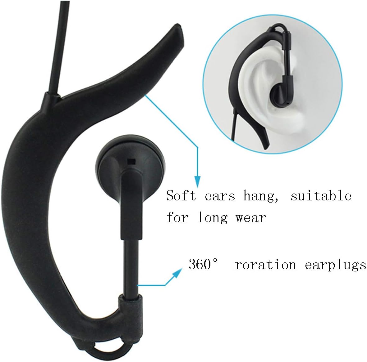 Retevis Walkie Talkie Earpiece with Mic G Shape 2 Pin Adjustable Volume Headset Compatible with Retevis H-777 RT22 RT21 Baofeng UV-5R 888S 2 Way Radio(10 Pack)