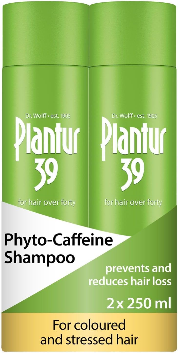 Plantur 39 Phyto-Caffeine Shampoo for Coloured &Stressed Hair I Prevents perimenopausal Hair Loss I Repairs Damaged Hair Structure I Restores Shine & Brilliance I Made in Germany (2 x 250 ML)