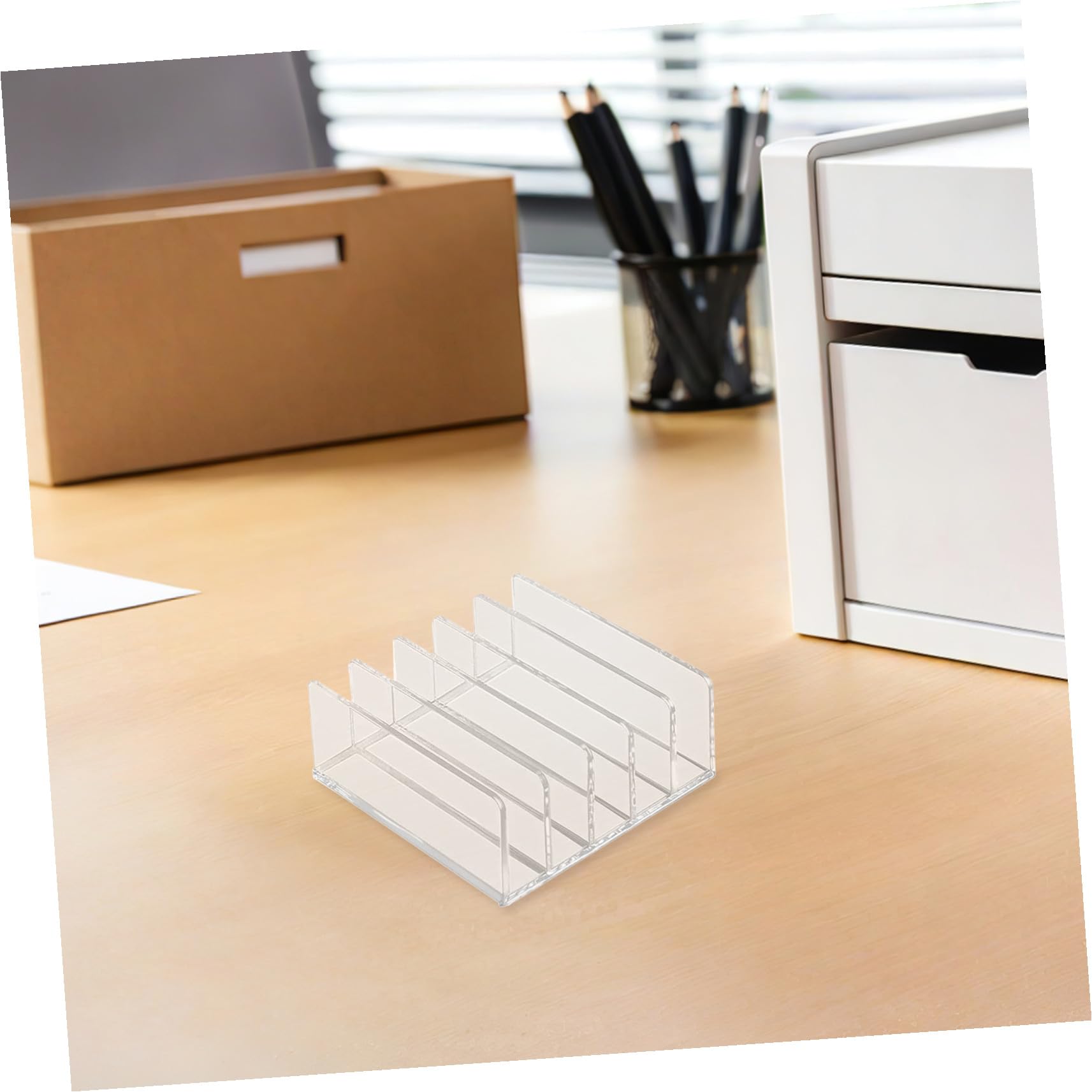 2 Sztuki Częściowy Organizer Akrylowy Biurko z Przegrodami Pionowy Stojak Dokumenty i Listy Wielofunkcyjny Organizer Książki i Papier Oszczędzający Miejsce Trwały i Przezroczysty