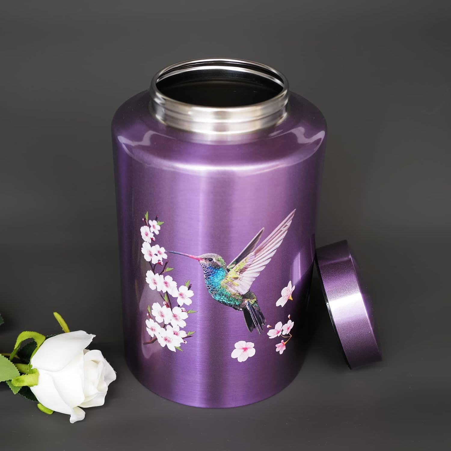 Large Funeral Cremation Urns for Adult Male Female Ashes, Up to 220 lbs Decorative Memorial Keepsake Urn for Human Women Man Dad Mom Remains with Velvet Bag(Hummingbird)