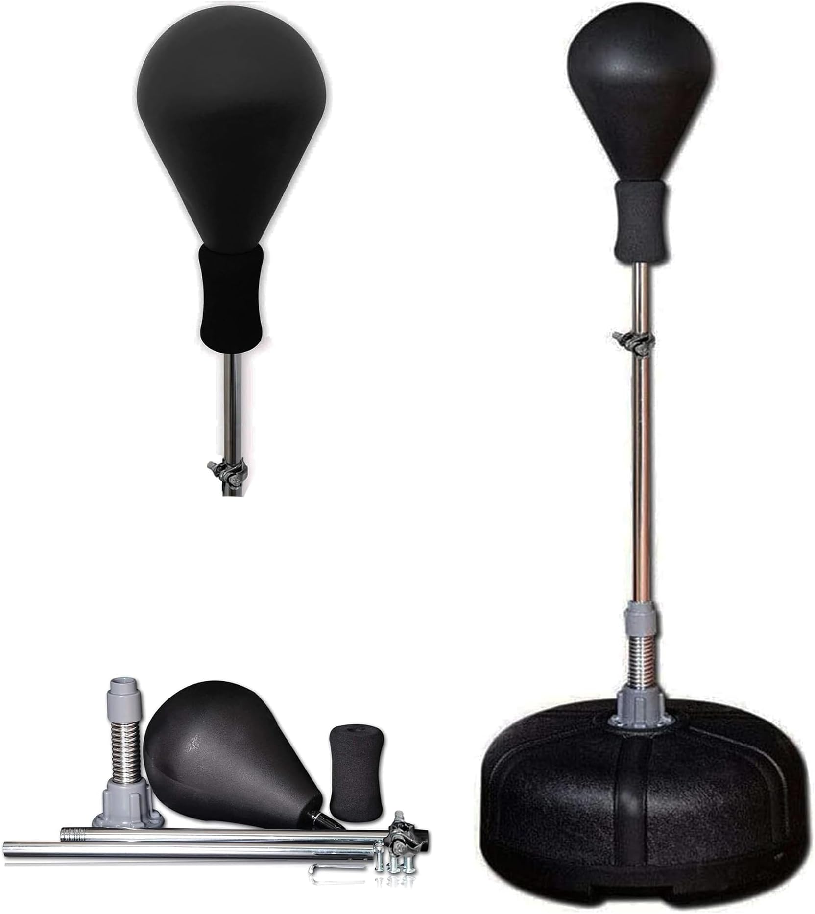 – MAXSTRENGTH Free Standing Boxing Punching Bag Speed Ball Adjustable Height Freestanding- For Training, Practice, Reaction Speed, etc Reflex Bag for Adult (Black)