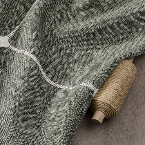 ZeeMart Boho Grid Table Cloth with Tassels (Olive, 60" x 120"), Heavy Weight Linen Checked Embroidered Farmhouse Tablecloth, Water Resistant Rectangle Olive Green Tablecloths by ZeeMart - Image 6