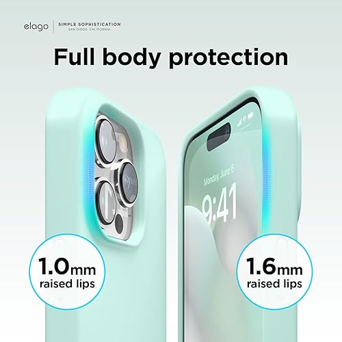 Miniatura 6 de elago Funda compatible con iPhone 14 Pro Max, de silicona líquida, funda protectora de cuerpo completo, a prueba de golpes, funda delgada para