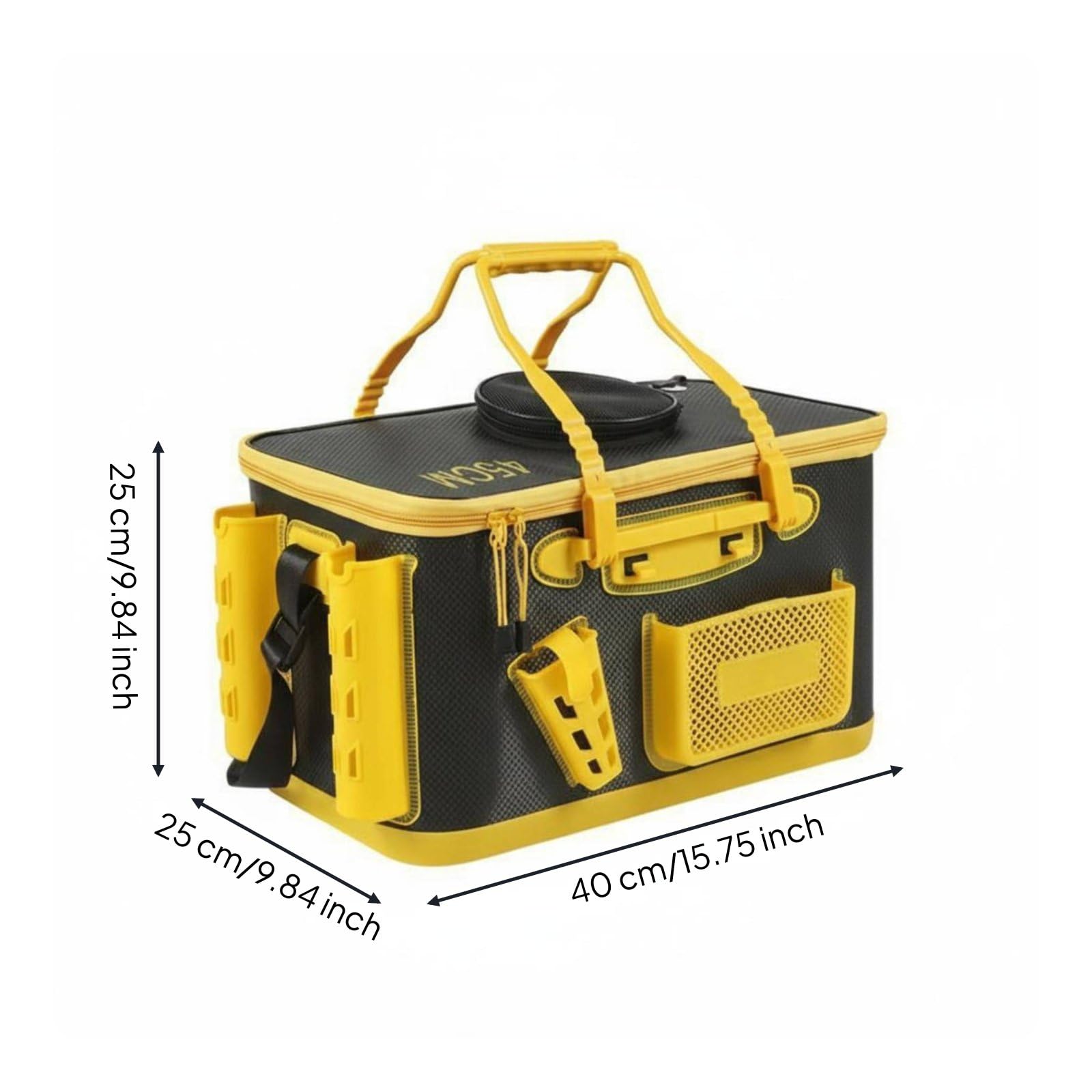 Seau de Pêche Pliable et Résistant avec Sangle Ajustable, 40CM