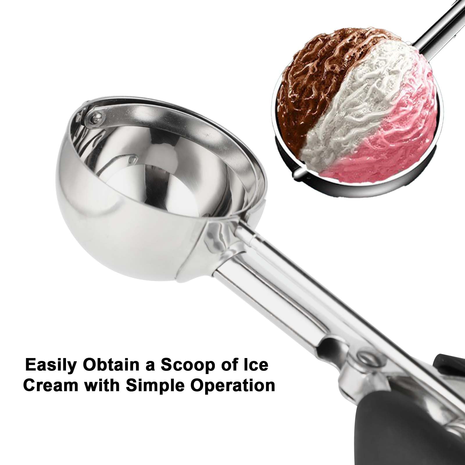Cuchara Helado, Sacabolas Helado, 5cm, Material de acero inoxidable 304, adecuado para helado, pulpa de fruta, albóndigas, pasteles, masa y bolas de arroz, etc
