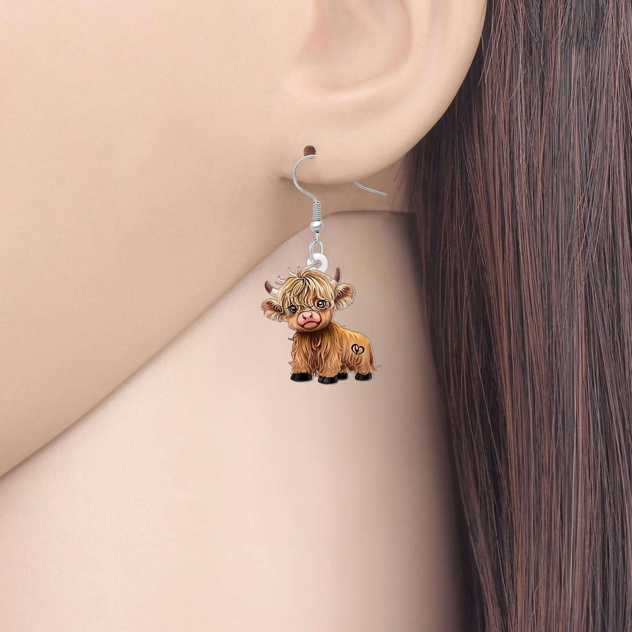 NEWEI Acrylic Cartoon Highland Cow Dangle Earrings Scottish Gifts for Women Cute Cattle Scotland Jewelry Accessories Cow Print Gifts for Farm Animal Lovers - Image 2
