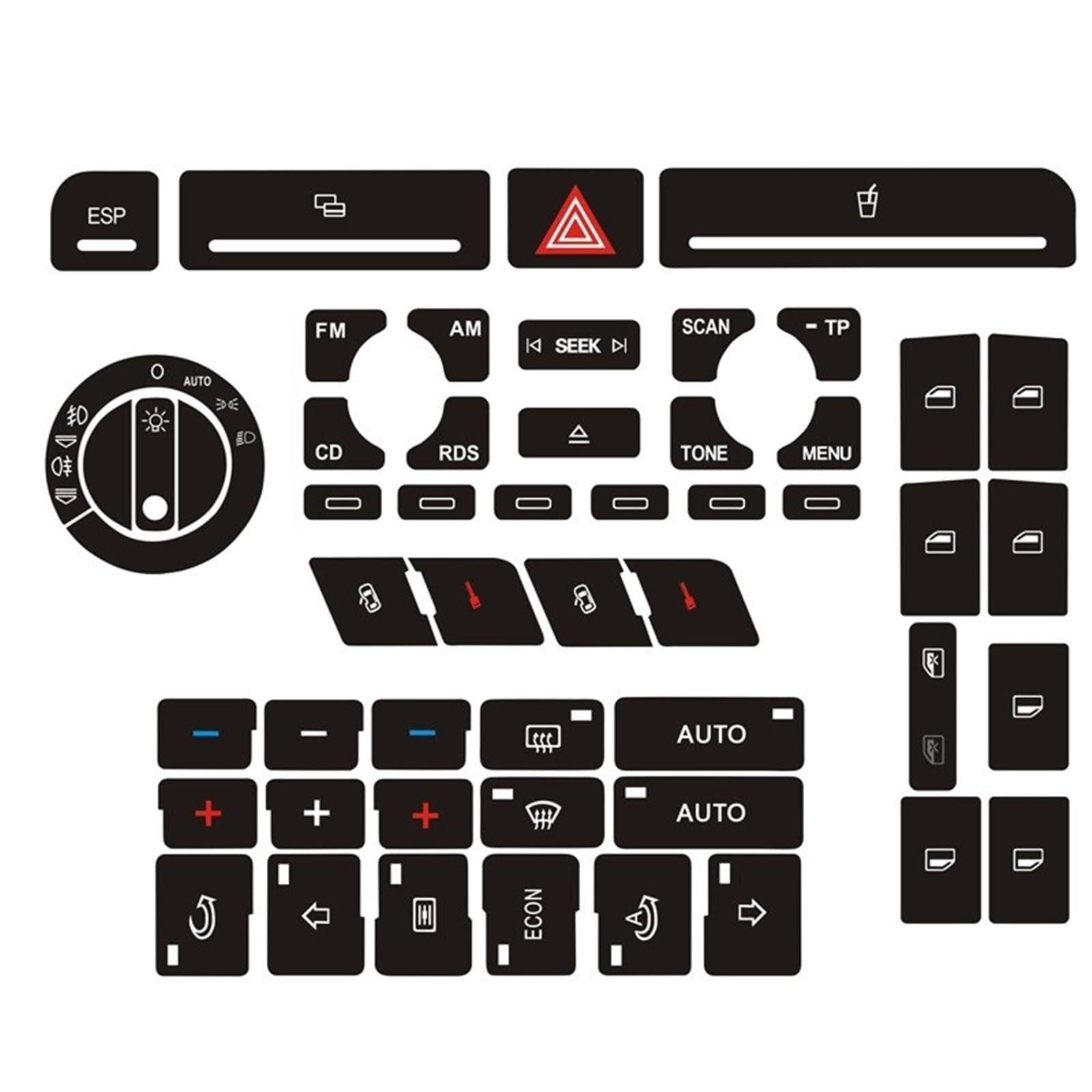 Wsbojxth Type A Repair Patch Compatible With A4 B6 B7 1Pcs Set Button Repair Decal Sticker Door Lock Window Air Conditioner Repair Set Button Repair Decal Sticke(Type A)