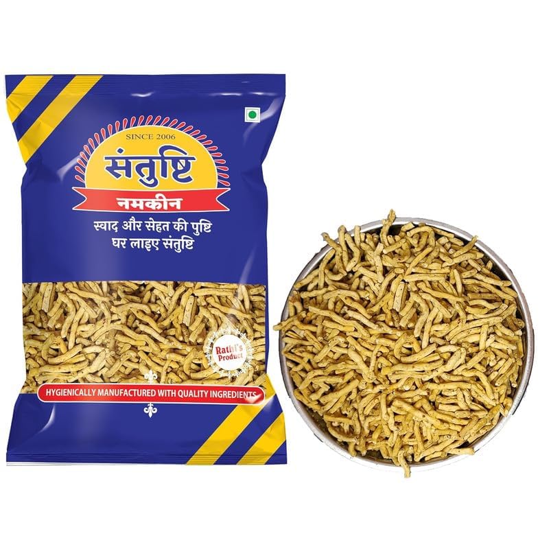 Image of Santushti Namkeen Authentic Ghar ki Sev (Kadak sev)- 200 Gram | Crispy Medium Spicy Indian Snack Made in Groundnut Oil | Traditional Tea Time Snack | Healthy Munching Anytime | Fresh & Flavorful Taste N