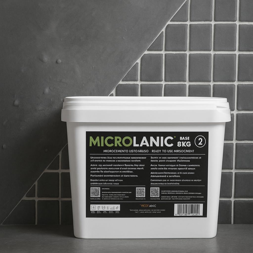 5 m² gebrauchsfertiges Mikrozement-Set für Wände und Böden auf Fliesen, Marmor, Terrazzo. Nicht saugende SNA-Oberflächen. (GRAU 80%)