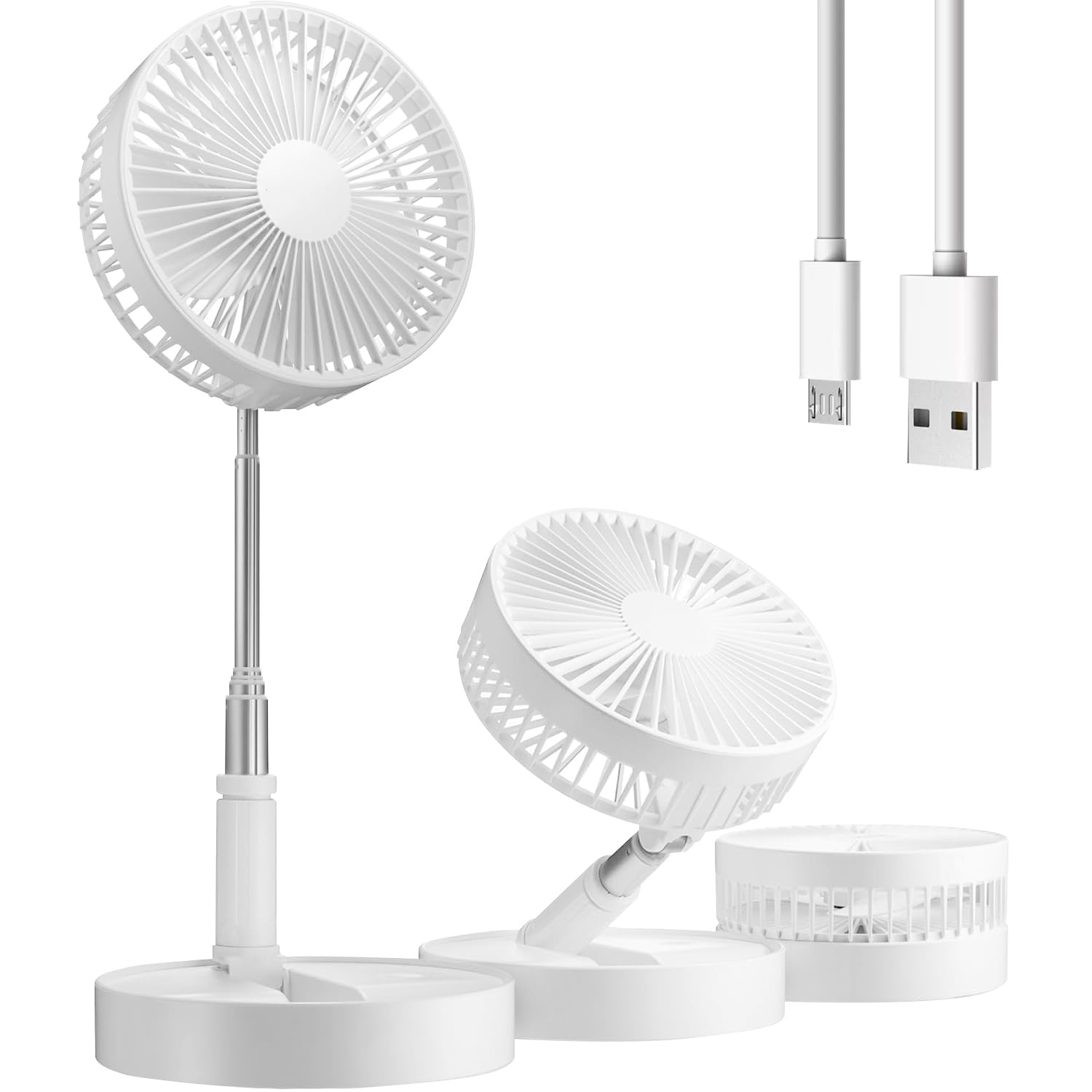 Portable Desk Fan, Foldable Fan Pedestal Stand Floor Fan Adjustable ...
