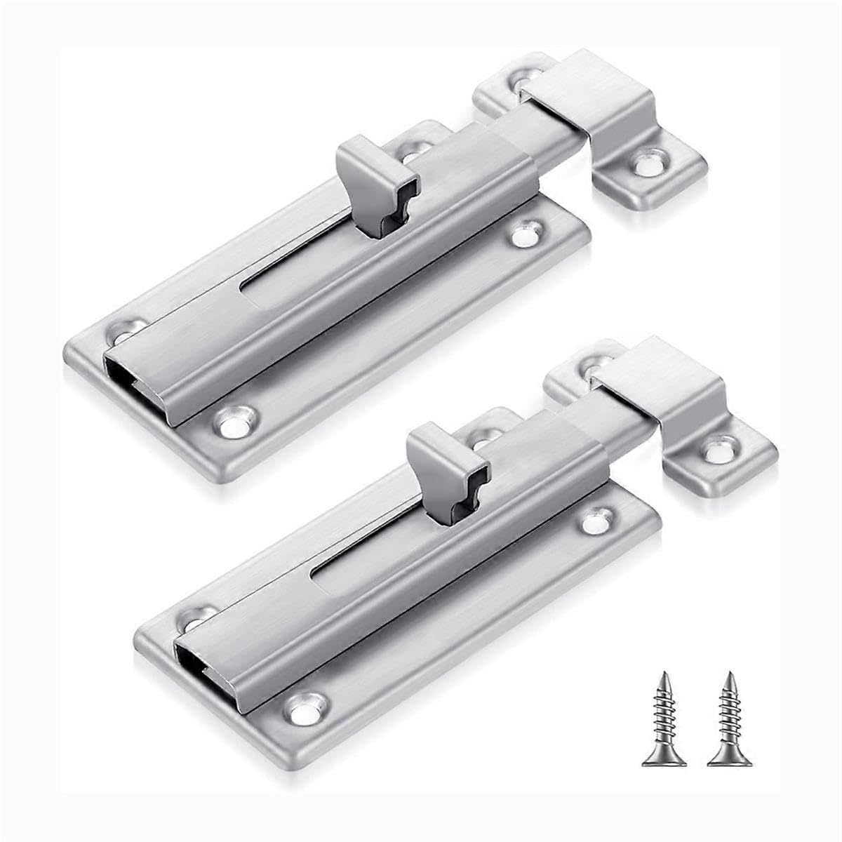 2Pcs Stainless Steel Slide Bolt Latch, Bathroom Stall Door Latch with Screw,Slide Locks for Inside Door Stall Hardware