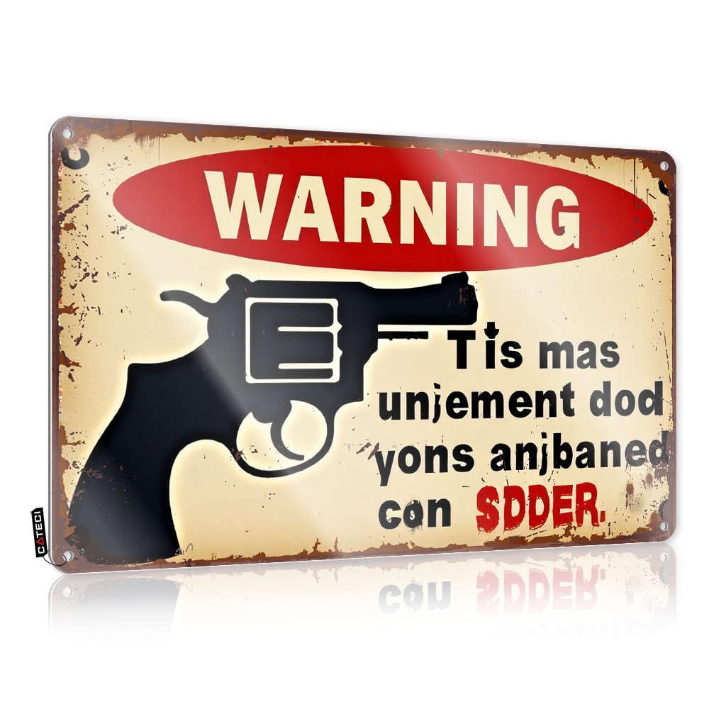 Sujd Colour Tapestry Best Tin Wall Decor | Warning: Danger - Firearms Present Handle With Care Small For Club Living Room(30X40cm)