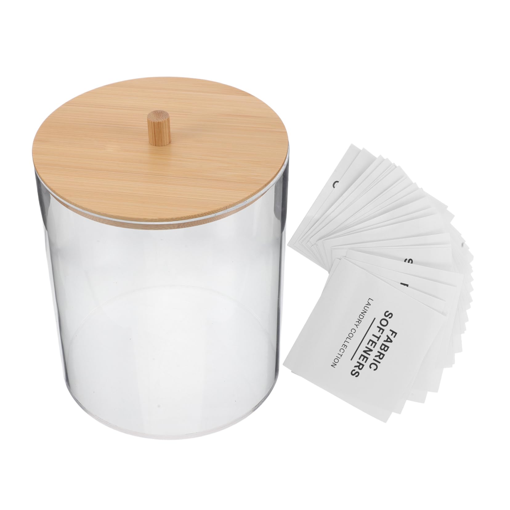OKUMEYR Tissue Box Cover with Dryer Sheet Storage Acrylic Laundry Room Organizer with 27 Labels Softener Jar Holder