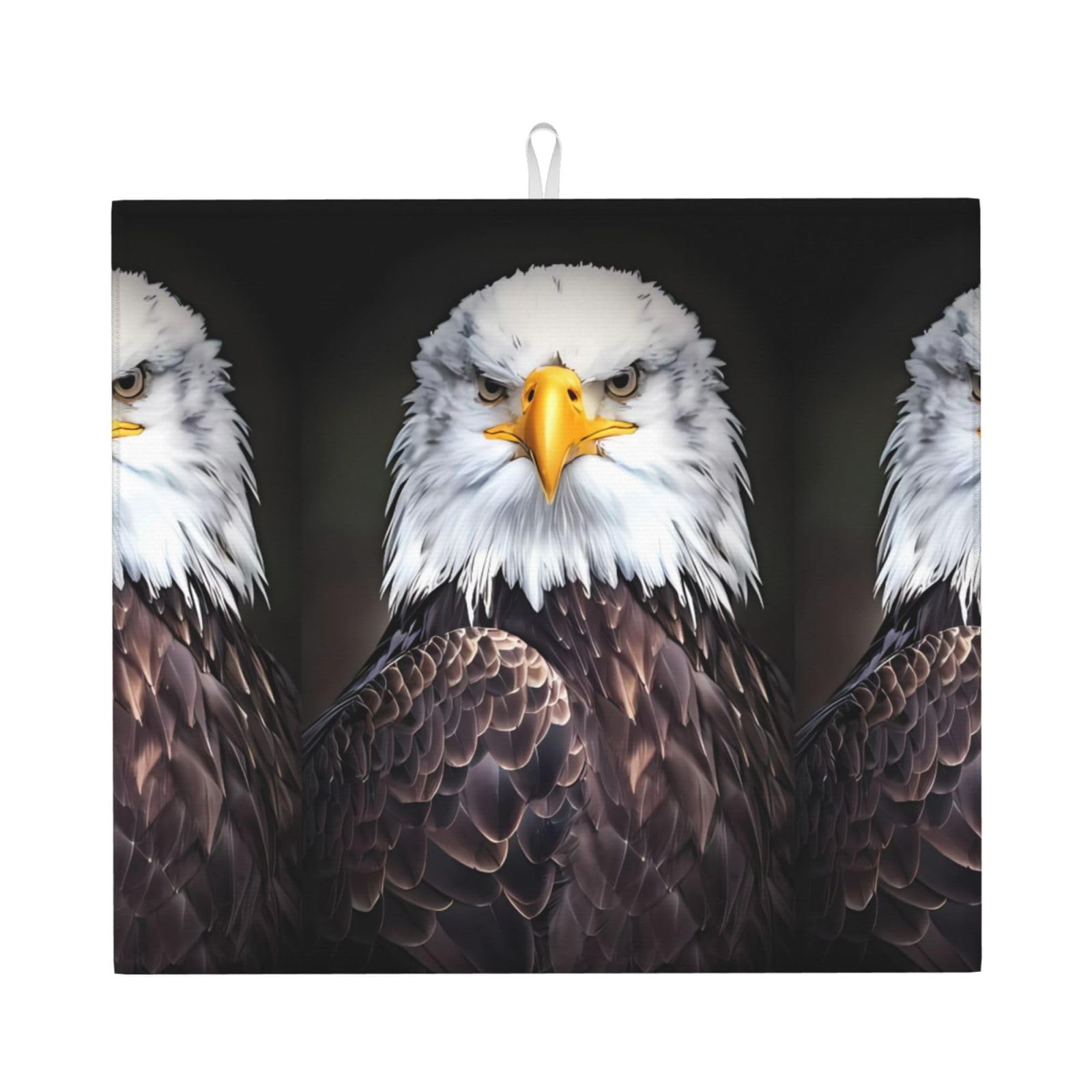 Yyhhaofa Black White Head Eagle Prints Kitchen Drying Mat – Absorbent Dish Throw For Countertops, Non-Slip Quick-Dry Layer With Stylish Prints