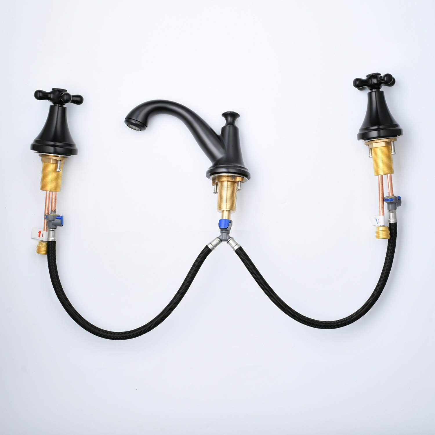 Rubinetto Bagno Lavabo Tre Fori Rubinetto Miscelatore, Nero Opaco