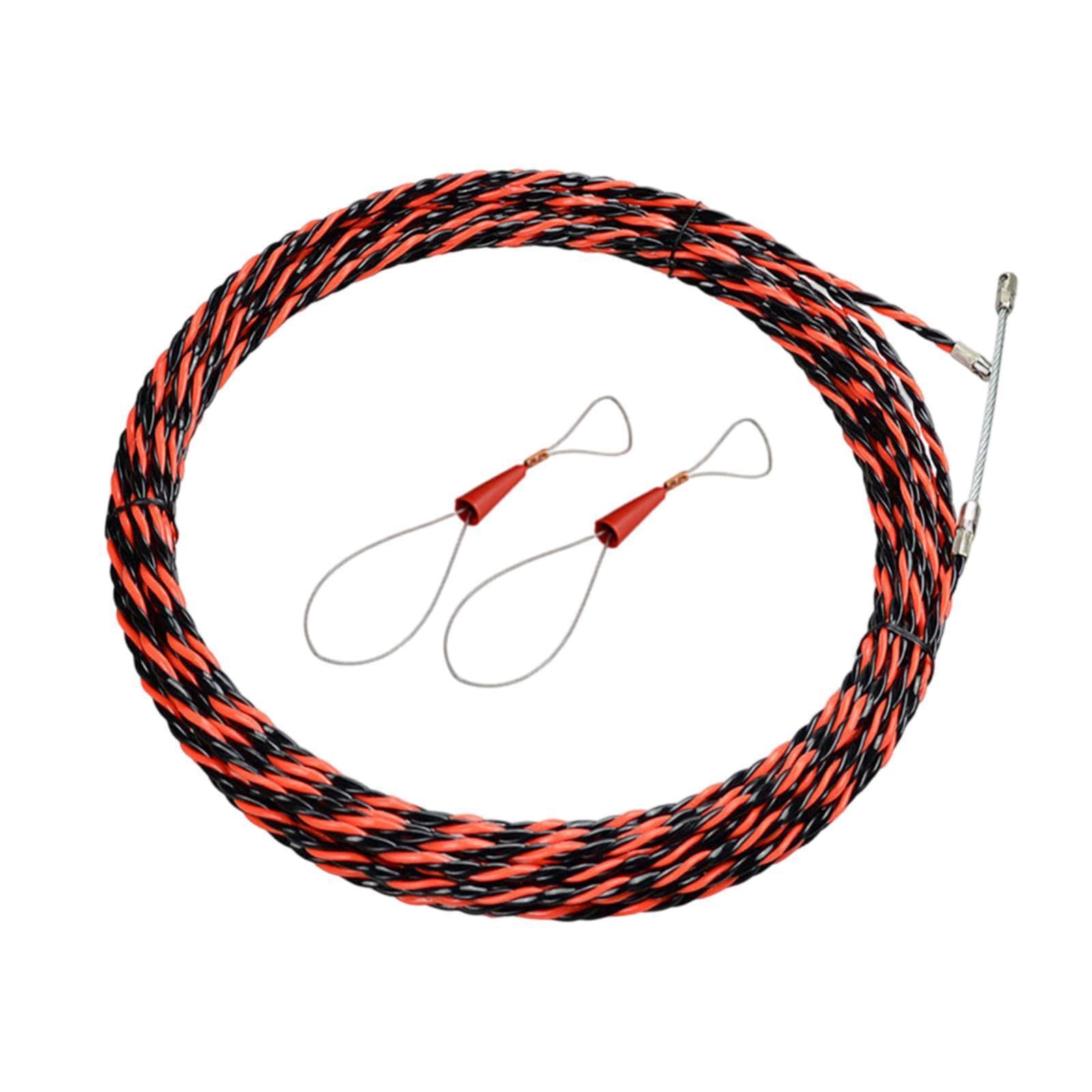 Dispositivo di guida per cavi elettrici,Rosso,20 metri | PVC che garantisce affidabilità durante le attività di trazione dei cavi elettrici. Estrattore elettrico per condotti,