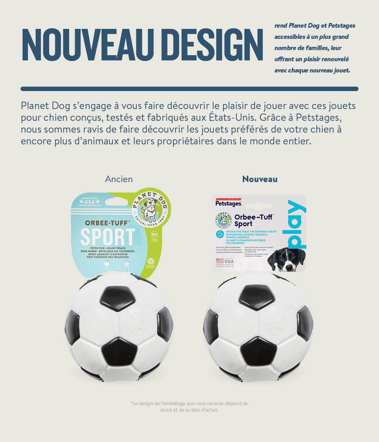 Planet Dog Jouet pour chien en Orbee-Tuff - distributeur de friandises/à mâcher - ballon de foot