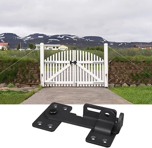 Miniatura 4 de Pestillo de puerta abatible, cerradura de pestillo resistente para valla de madera, cerradura de cerrojo de puerta de seguridad con orificio de