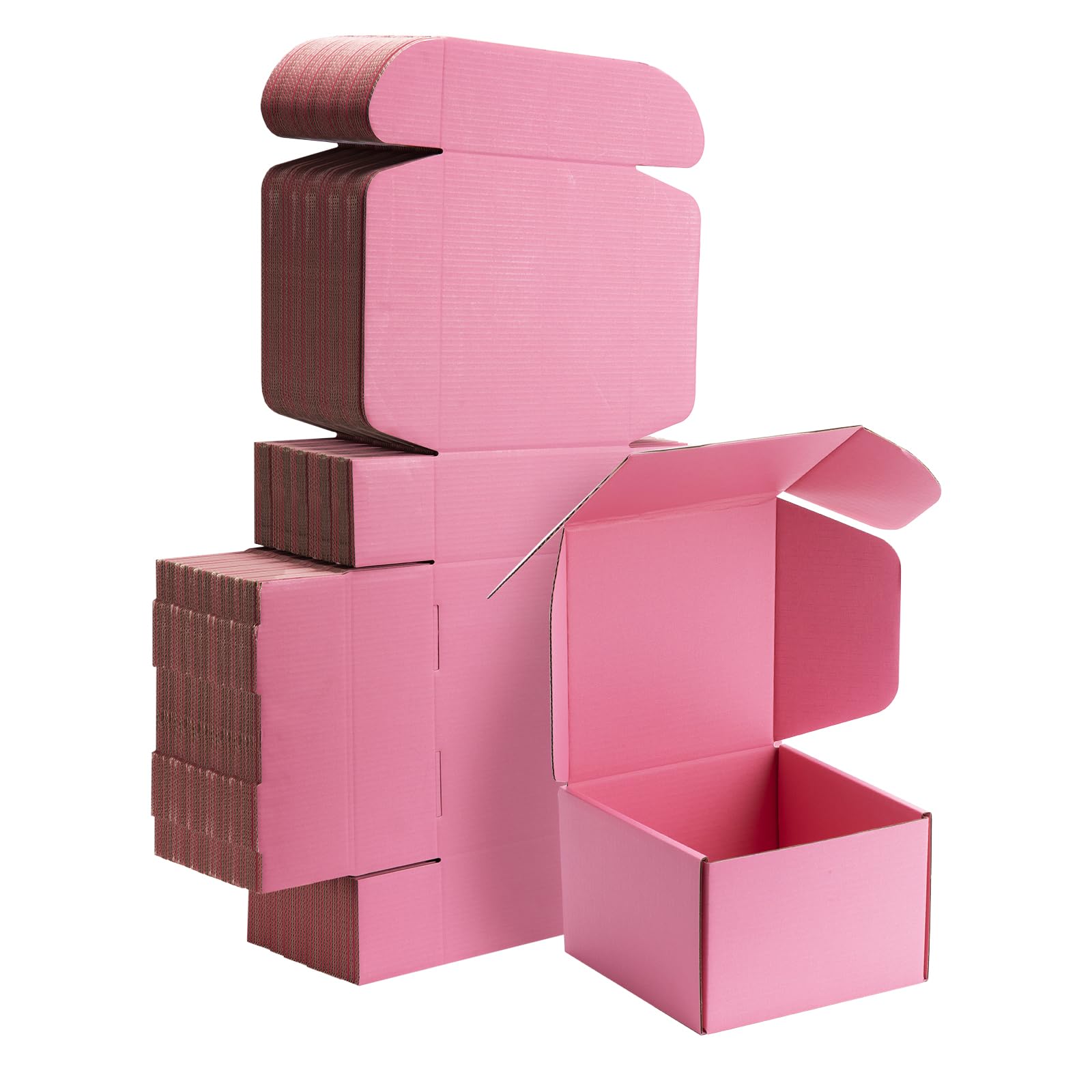 Yidomto 6x6x4 Pink Small Shipping Boxes - 25 Pack Corrugated Cardboard Mailer Boxes for Packaging, Mailing, Gift Giving | Sturdy, Recyclable, Perfect