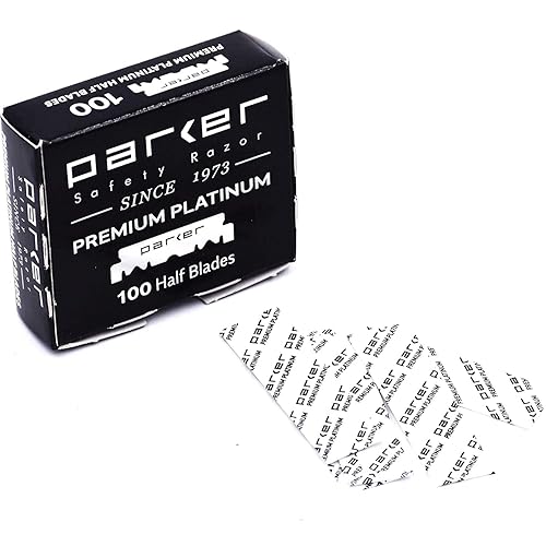 Miniatura 3 de Parker Safety Razor, Cuchillas de afeitar de un solo filo de platino premium, 100 unidades, para peluquería profesional, afeitadora y cuchillas