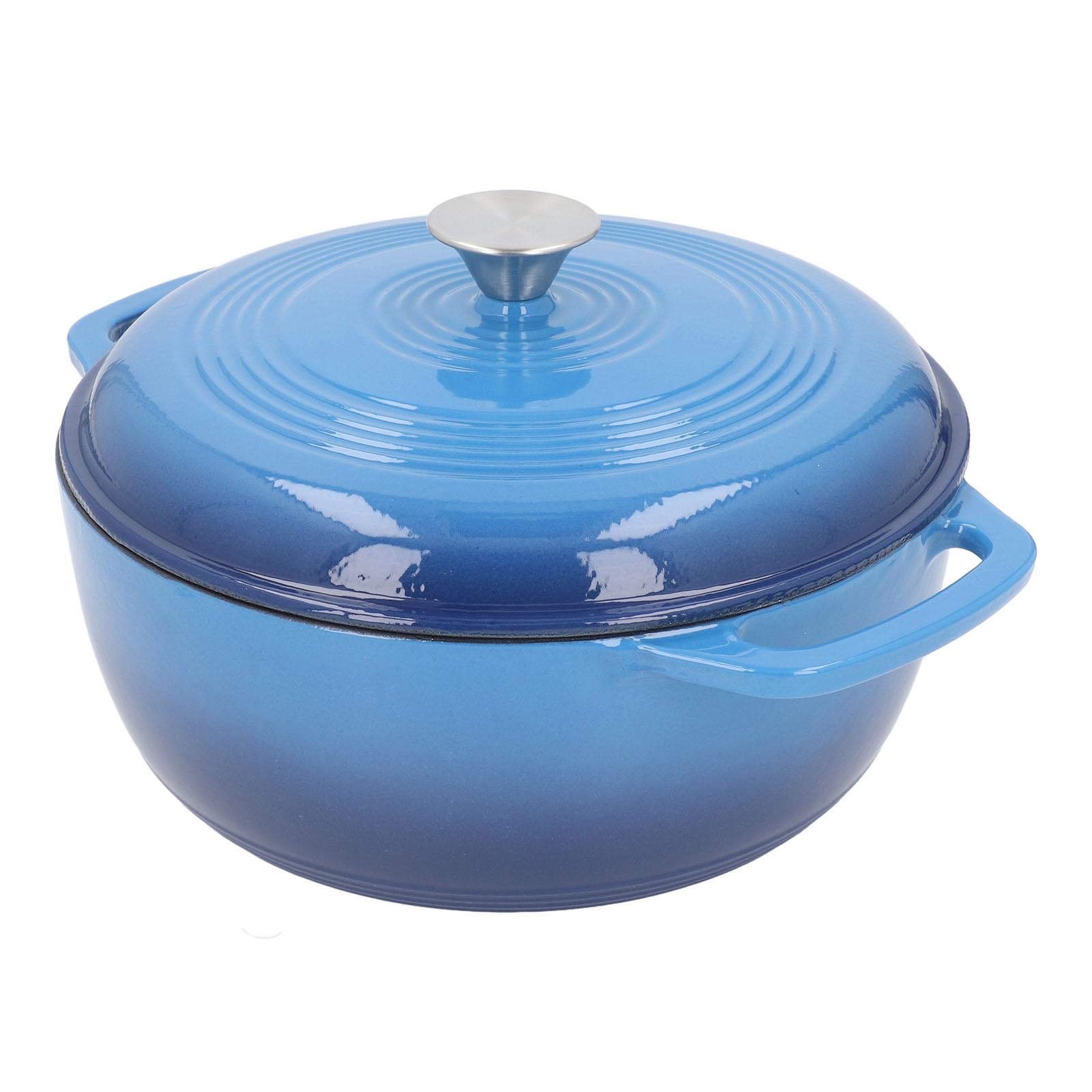 Olla redonda esmaltada de hierro fundido, olla de horno de hierro fundido esmaltado con tapa, asas duales para hornear pan, olla esmaltada elegante y práctica con diseño ergonómico