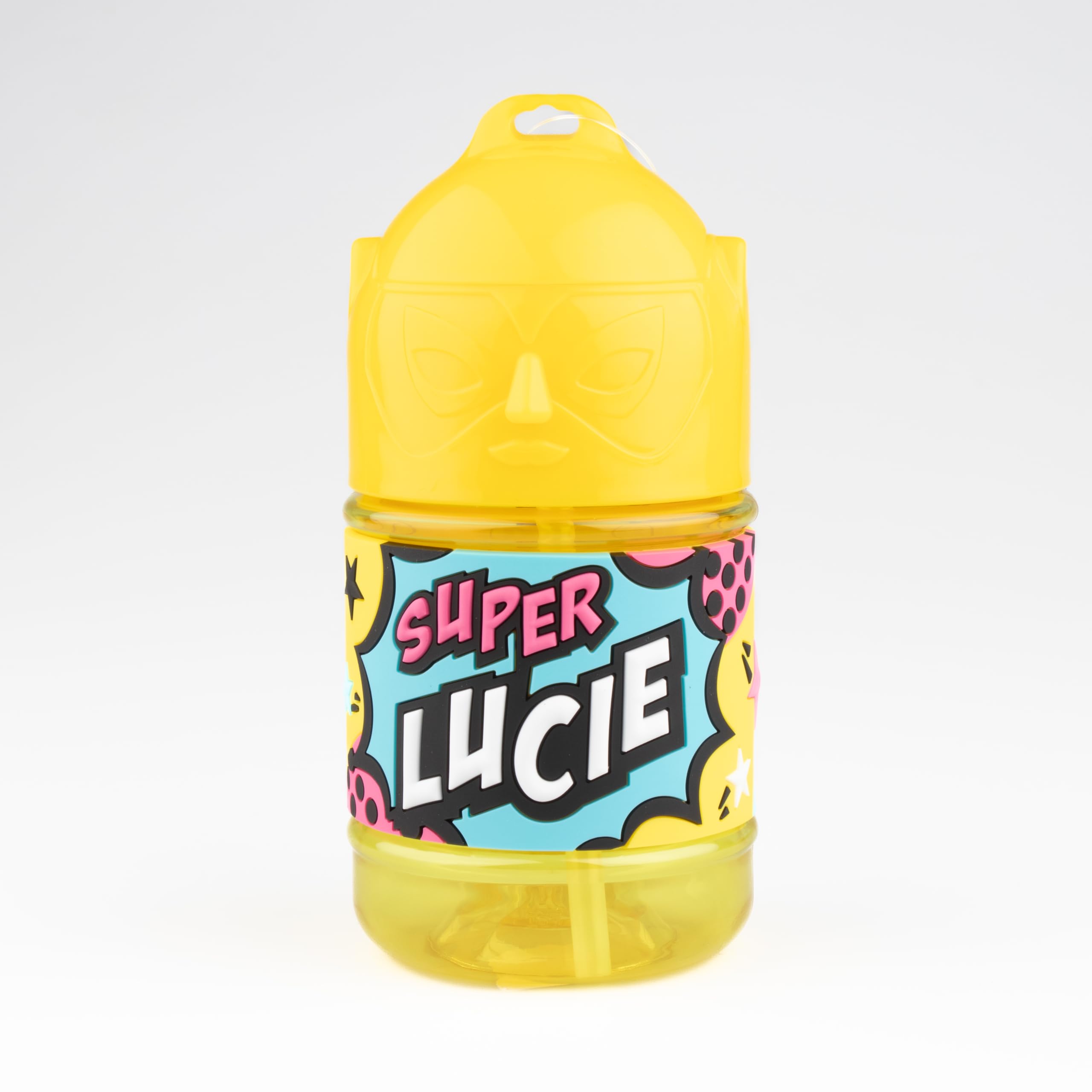 Personalised Kids Water Bottle with Straw - Super Lucie