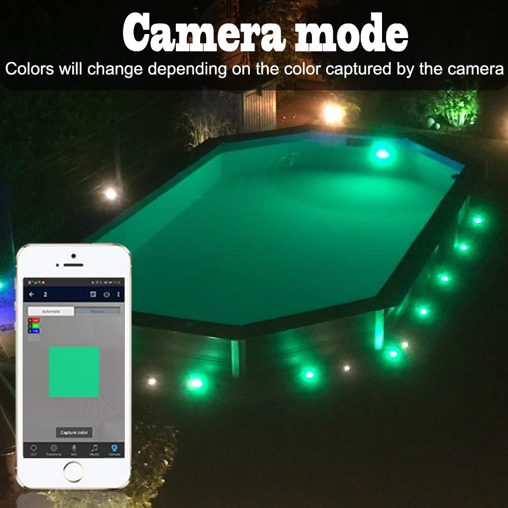 10x Bluetooth RGB Spot Encastrable Exterieur Dimmable 1.5W Ø61mm IP67 Étanche 16 millions Intelligent de couleurs Spot led Extérieur Encastrable IntelligentKit Complet