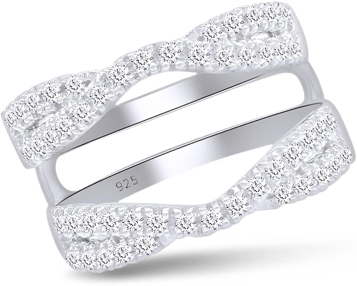 AFFY 1.00 Ct. Double Infinity Wedding Ring Guard Enhancer in Sterling Silver with Cubic Zirconia : Clothing, Shoes & Jewelry