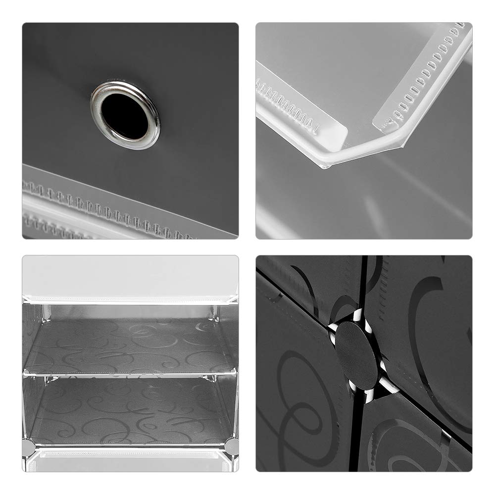 Guardaroba Modulare, Armadietto Modulare in Plastica con Ante, Scarpiera, Mobiletto, per Abiti, Scarpe, Giocattoli, Libri, Facile da Assemblare, guardaroba, (8 piani e 12 porte)