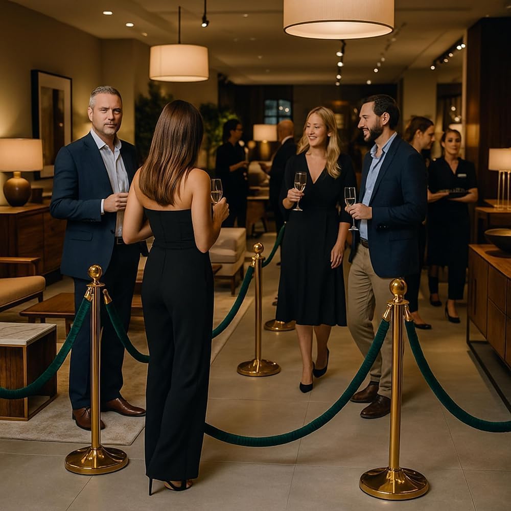 Premium Velvet Stanchion Rope with Snap Hooks - 5ft Crowd Control Barrier Rope for Queue Divider & Post Stand - Ideal for Hotels, Theaters, Events & More