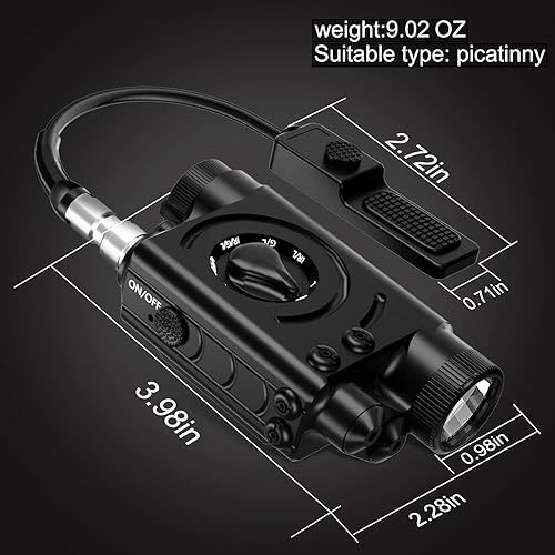 Miniatura 5 de SMSlaser XK68B - Linterna LED blanca de 1000 lúmenes+láser infrarrojo invisible+láser azul visible, gafas de visión nocturna, adecuadas para riel