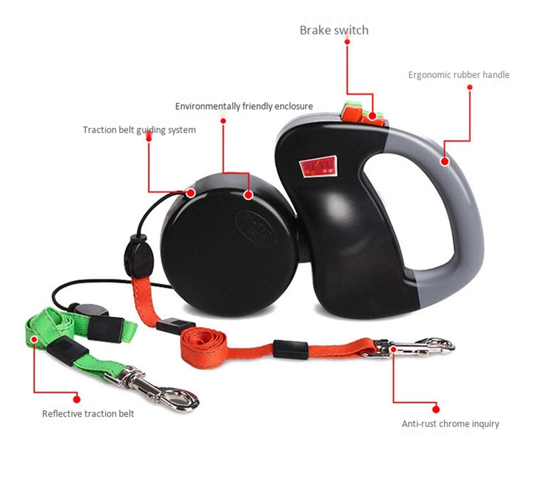 Dual Dog Leash Heavy Rope Material Double Séparateur de Laisse pour Chien avec Émerillon sans Enchevêtrement pour Marcher 2 Chiens Chiens Mains Libres Laisse