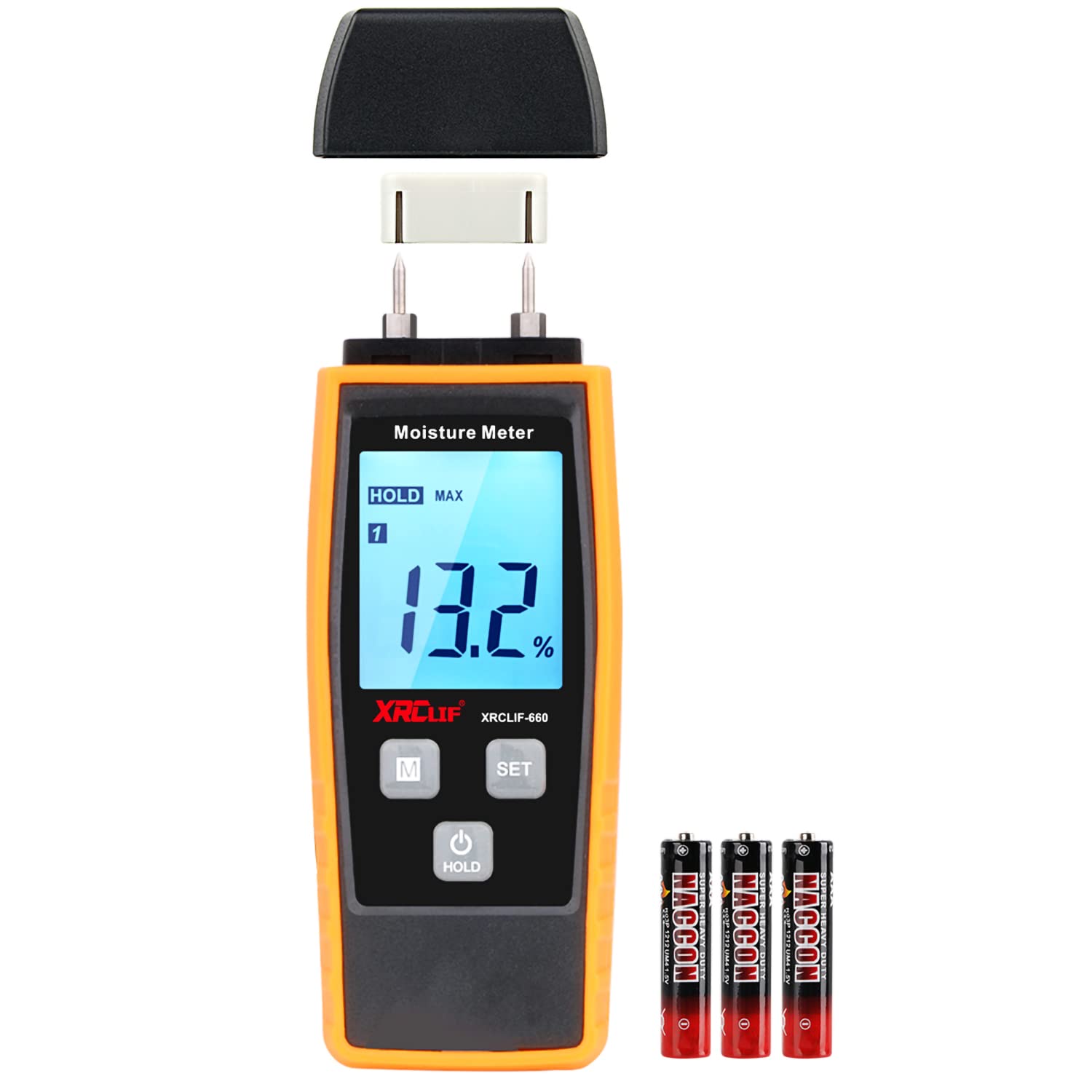 XRCLIF Wood Moisture Meter with Backlight, Handheld Digital Moisture Detector Tester Meter for Firewood Moisture Cement Mortar, Humidity Meter for
