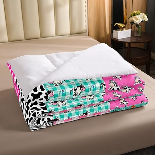 Miniatura 4 de Juego de ropa de cama Kawaii para niñas, tamaño individual, lindo estampado de vaca lechera, decoración de habitación, juego de ropa de cama de