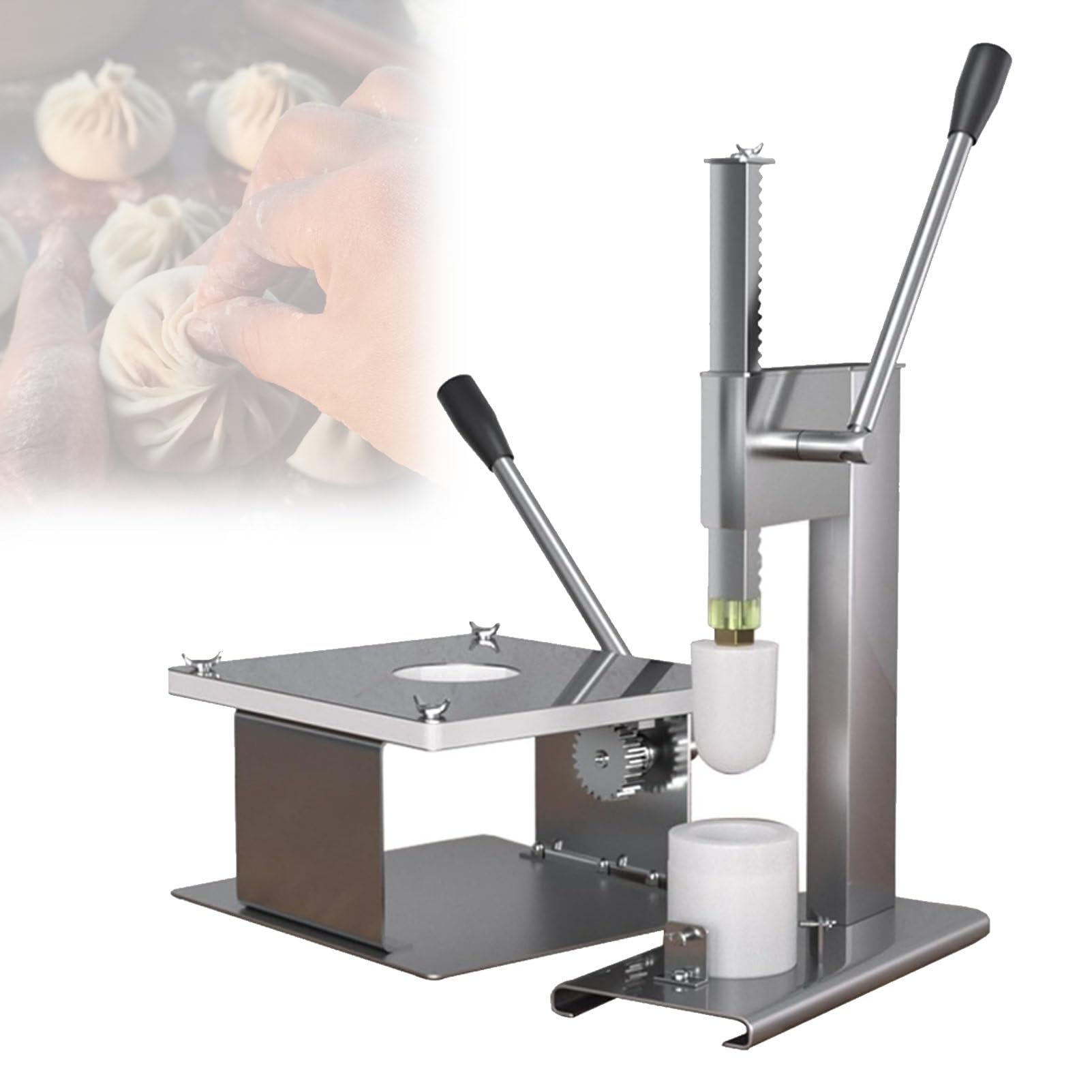 Pfps Desktop Manual Bun Making Machine, 400-500 Steamed Buns per Hour, Stainless Steel Manual Steamed Baozi Maker with PE Molds, for Restaurant, Home Fullset