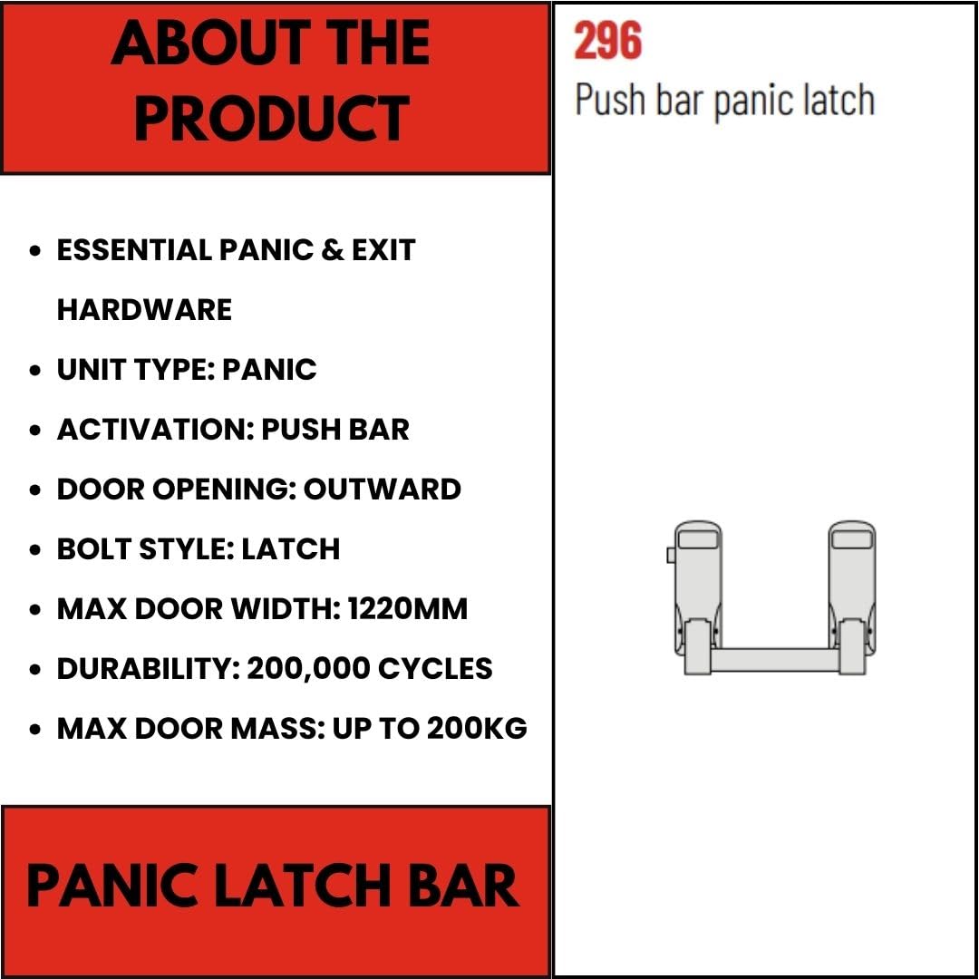 Exidor - 296 Reversible Panic Latch Bar Handle Silver, White - Image 2