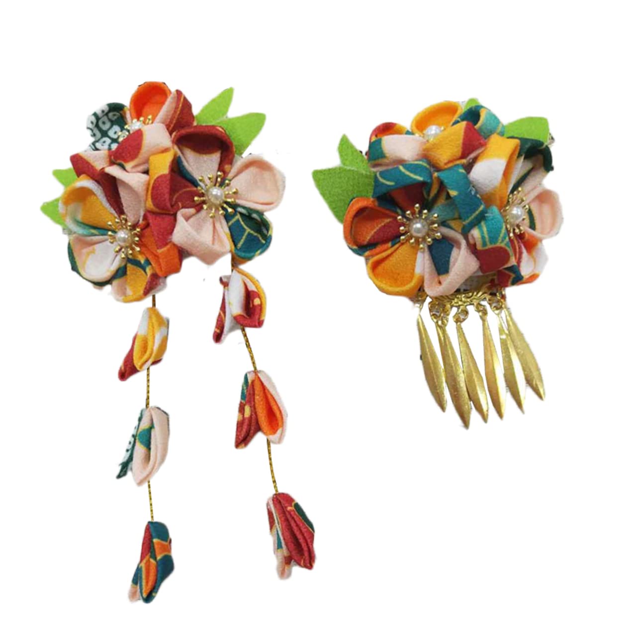Housoutil 6stücke Japanischer Stil Blumen-stirnband Mode Stoff-metall Haaraccessoires Für Damen Und Mädchen Gelb Für Festliche Anlässe Und Alltag